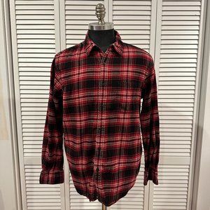 Uniqlo - Men's Black, Red & White Plaid Flannel - Large